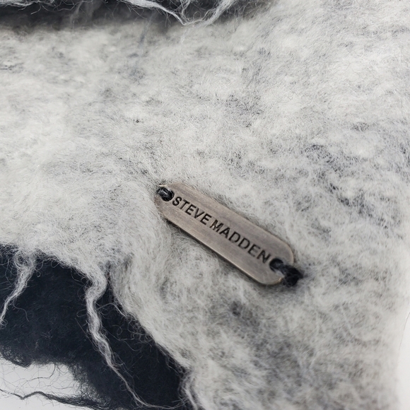 STEVE MADDEN OVERSIZE INFINITY SCARF MIXED PRINT BLACK CHARCOAL GREY WOMEN OS - Picture 8 of 12